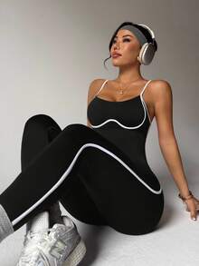 Rhythm Era Seamless High Elasticity Yoga Sports Fitness Running Plus Size Women's Jumpsuit - Black - View 5