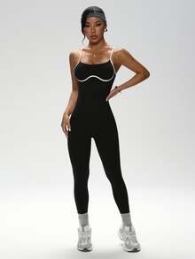Rhythm Era Seamless High Elasticity Yoga Sports Fitness Running Plus Size Women's Jumpsuit - Black - View 7