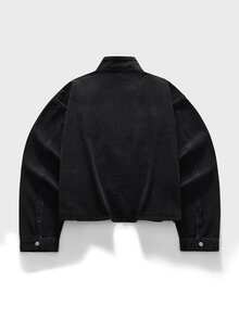 FeverCity Men's Stand Collar Casual Versatile Daily Denim Jacket - Black - View 3