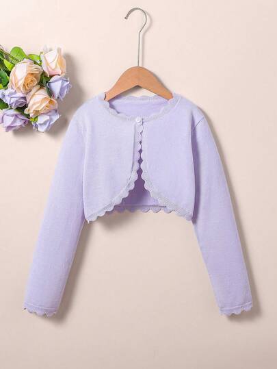 SHEIN Áo cardigan len choàng vai dệt kim đơn giản dễ thương thời trang cho bé gái tween, áo khoác ngoài màu tím oải hương cho đám cưới, khách mời đám cưới, chụp ảnh pre-wedding và tiệc chia tay mùa thu