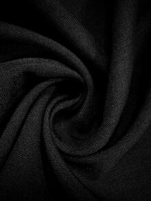 LUMIGAL Autumn Colorblock Trim High Neck A-Line Belted Wrap Casual Versatile Women's Dress - Black - View 7
