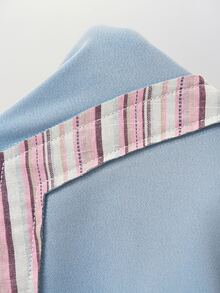 Bohemela Women's Blue And White Striped Star Patchwork Sweatshirt Everyday School Autumn Y2k 2000s - Blue - View 8