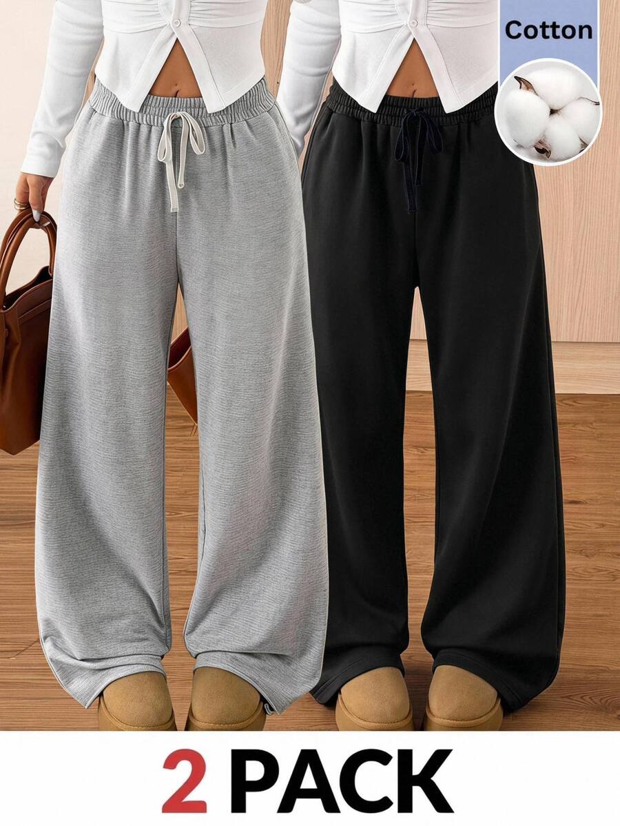 SHEIN EZwear 2色針織女款運動衫多件組 - 彩色 - 查看 1