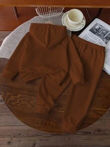 Boys Flame Truck Hoodie And Sweatpants 2 Pieces Set Autumn Fall - Brown - View 6