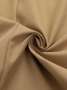 Velvienne Plus Size Women's Fashion Elegant Vintage Khaki Fishbone Eyelash Lace Mid-Length Trench Coat Fall - Khaki - View 4
