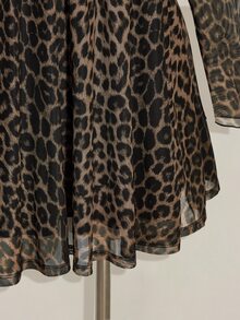 SHEIN ICON Plus Size Vintage Y2K Leopard Print Asymmetrical Shoulder Long Sleeve Mesh Dress, Retro Dress - Multicolor - View 10