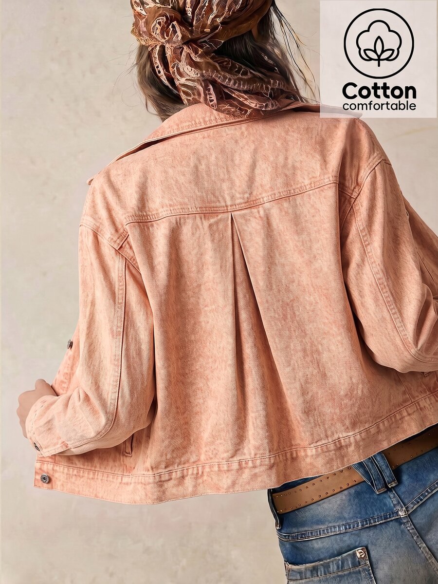 Bohemela Jaket Lengan Panjang Wanita Warna Polos Kasual Serbaguna untuk Pemakaian Sehari-hari - Coral Orange - View 1