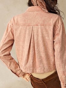 Bohemela Jaket Lengan Panjang Wanita Warna Polos Kasual Serbaguna untuk Pemakaian Sehari-hari - Coral Orange - View 8
