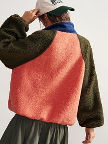 Bohemela Women's Casual Colorblock Patchwork Sweatshirt, Autumn/Winter - Orange - View 6