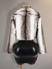 Amplova Women's Plush Fashion Versatile Winter Travel Faux Fur Coat - Grey - View 11