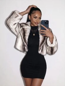 Amplova Women's Plush Fashion Versatile Winter Travel Faux Fur Coat - Grey - View 5