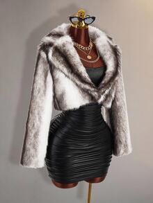 Amplova Women's Plush Fashion Versatile Winter Travel Faux Fur Coat - Grey - View 12