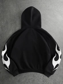 STYNVO Men's Letter Print Casual Daily Wear Hoodie - Black - View 2