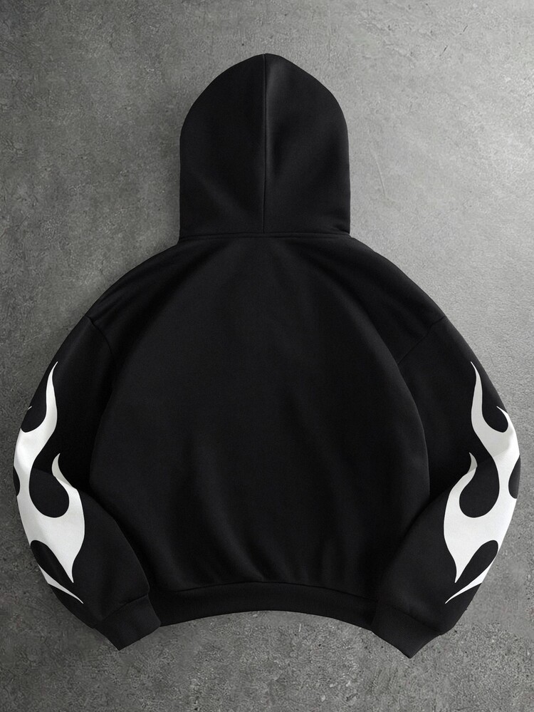 STYNVO Men's Letter Print Casual Daily Wear Hoodie - Black - View 2
