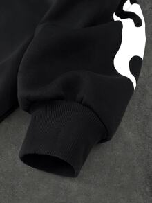 STYNVO Men's Letter Print Casual Daily Wear Hoodie - Black - View 6