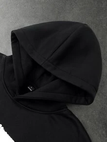 STYNVO Men's Letter Print Casual Daily Wear Hoodie - Black - View 5