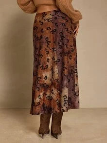 Glamine 女款優雅針織提花A字裙，棕色，適合街頭、派對、約會、日常穿著，秋冬季 - 棕色 - 查看 2
