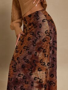 Glamine 女款優雅針織提花A字裙，棕色，適合街頭、派對、約會、日常穿著，秋冬季 - 棕色 - 查看 7