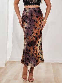 Glamine 女款優雅針織提花A字裙，棕色，適合街頭、派對、約會、日常穿著，秋冬季 - 棕色 - 查看 11