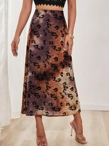 Glamine 女款優雅針織提花A字裙，棕色，適合街頭、派對、約會、日常穿著，秋冬季 - 棕色 - 查看 12