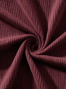 Breezaya Sweater Rajut Lengan Panjang Slim Fit Bergaris Kerah Henley Warna Burgundy untuk Wanita, Cocok untuk Musim Gugur/Dingin, Bepergian, dan Kencan - Burgundy - View 3