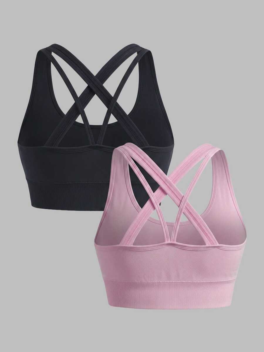 Sweetra Women's Plus Size Solid Color Casual Daily Sports Bra - Multicolor - View 1