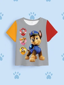 SHEIN | PAW Patrol Young Boy Cartoon Print Casual Daily Short Sleeve T-Shirt - White - View 7