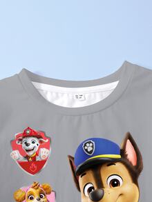 SHEIN | PAW Patrol Young Boy Cartoon Print Casual Daily Short Sleeve T-Shirt - White - View 3