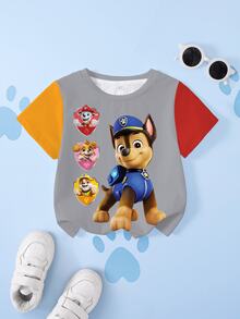 SHEIN | PAW Patrol Young Boy Cartoon Print Casual Daily Short Sleeve T-Shirt - White - View 1