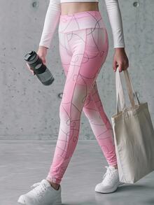 Kids Tween Girl Casual Baggy Daily Versatile Fashion Streetwear Sports Pink Gradient Line Pattern Leggings, Dancing, Summer, Gym - Multicolor - View 6