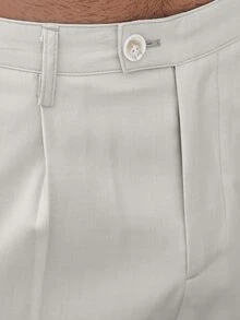 Manfinity Homme Pantalones cortos casuales de verano para hombres de unicolor con bolsillo y botones delanteros - Albaricoque - Ver 3