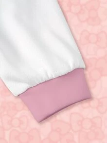 HELLO KITTY AND FRIENDS | SHEIN 女童字母卡通印花休閒運動衫與緊身褲套裝 - 白色 - 查看 4