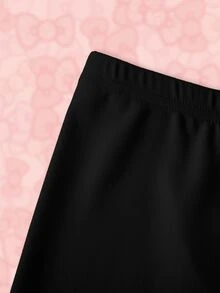 HELLO KITTY AND FRIENDS | SHEIN 女童字母卡通印花休閒運動衫與緊身褲套裝 - 白色 - 查看 5