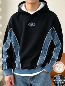 Teen Boy Casual Comfortable Minimalist Icon Small Print White Striped Colorblock Pullover Sweatshirt Sweatshirt, Autumn/Winter - Multicolor - View 8