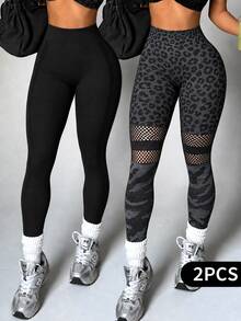 SHEIN Velisys Women's Fashion High Waist Tight Fit Sports Leggings - Multicolor - View 1