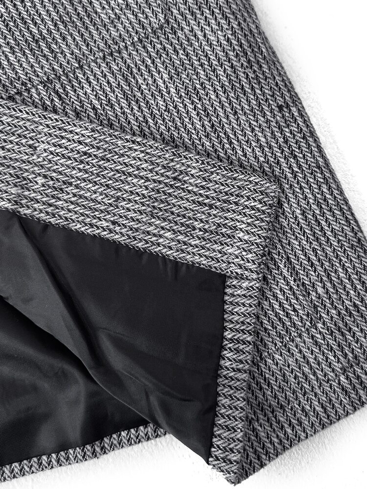 HUEFORM Men's Plaid Overcoat, Men's Business Casual Autumn - Black and White - View 5