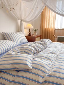 3pcs Back To School Season Nordic Minimalist Style Ins Striped Plaid Bedding Set 2 Pillowcases + 1 Duvet Cover Set (Excluding Bed Sheet And Inner Core) - Multicolor - View 5