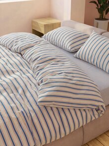 3pcs Back To School Season Nordic Minimalist Style Ins Striped Plaid Bedding Set 2 Pillowcases + 1 Duvet Cover Set (Excluding Bed Sheet And Inner Core) - Multicolor - View 7