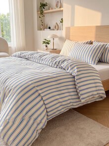 3pcs Back To School Season Nordic Minimalist Style Ins Striped Plaid Bedding Set 2 Pillowcases + 1 Duvet Cover Set (Excluding Bed Sheet And Inner Core) - Multicolor - View 6
