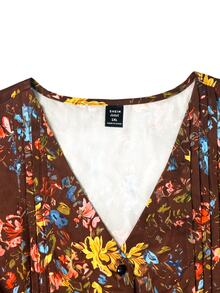 Linhara CURVE Blus Kasual Bermotif Musim Gugur untuk Wanita Ukuran Besar - Berwarna merah muda - View 6