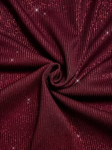 Medorina Elegant Luxury Business, Sparkly Pleated, Dresses For Women, Knit, Burgundy, Long Sleeve A-Line, Party Wedding Guest, Christmas, Fall Winter - Burgundy - View 6