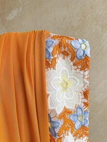 Soleia 女款性感熱帶度假風無肩帶蕾絲紋理垂墜網紗抓褶胸衣迷你洋裝，海灘外訪夜店夏季橘色與白色，甜美少女風 - 橘色 - 查看 11
