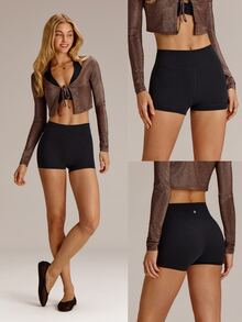 GLOWMODE 2.5" FeatherFit™ Ultra-Short Anti-Slip Biker Shorts Low Impact Casual Daily Gym  Workout - Black - View 8