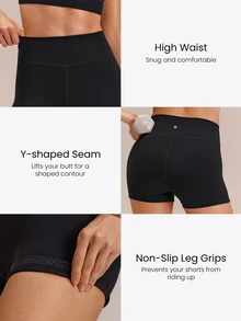 GLOWMODE 2.5" FeatherFit™ Ultra-Short Anti-Slip Biker Shorts Low Impact Casual Daily Gym  Workout - Black - View 3