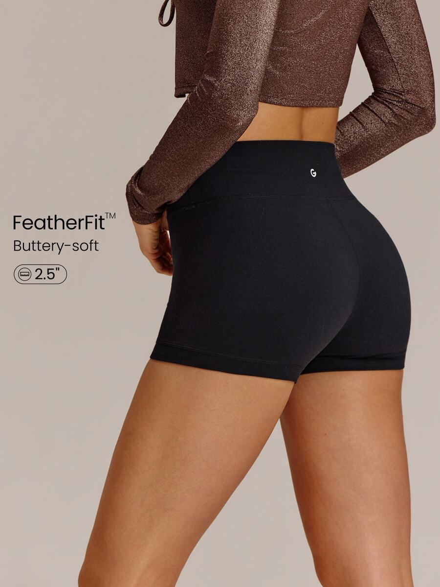 GLOWMODE 2.5" FeatherFit™ Ultra-Short Anti-Slip Biker Shorts Low Impact Casual Daily Gym  Workout - Black - View 1