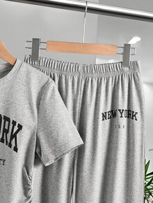 SHEIN Teen Girls 2pcs/Set Summer Streetwear Back-To-School Holiday Casual Two Pieces Set, Holiday Outfits, Comfortable - Grey - View 7