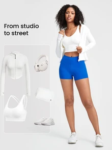 GLOWMODE 2.5" FeatherFit™ Ultra-Short Anti-Slip  Biker Shorts Low Impact Casual Daily Gym  Workout - Blue - View 6