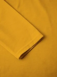 Manfinity Homme Men Round Neck Long Sleeve Letter Print Casual Tops Tee, Fall - Yellow - View 6