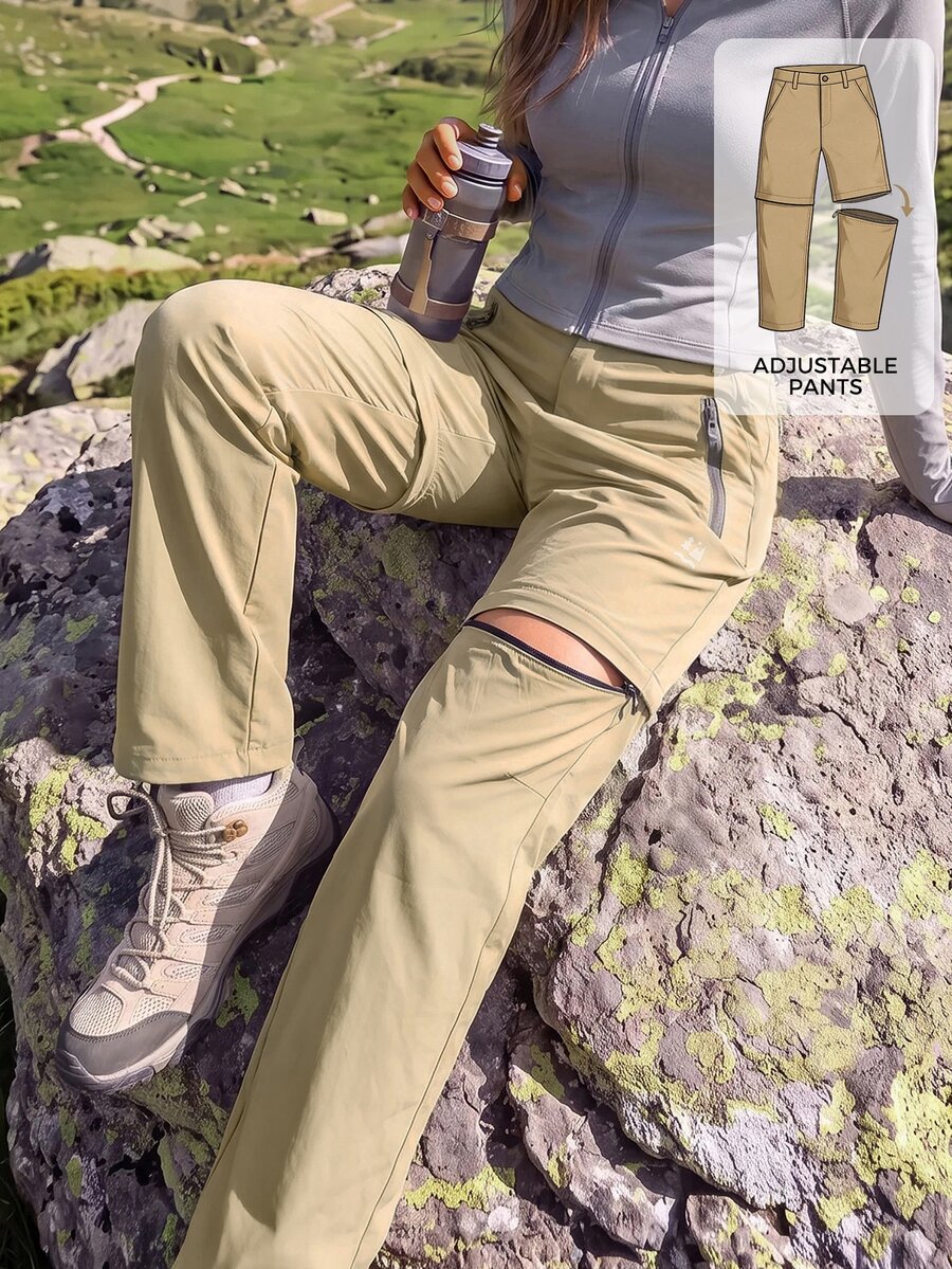 In My Nature Women's Casual Button & Zipper Detachable Outdoor Long Pants