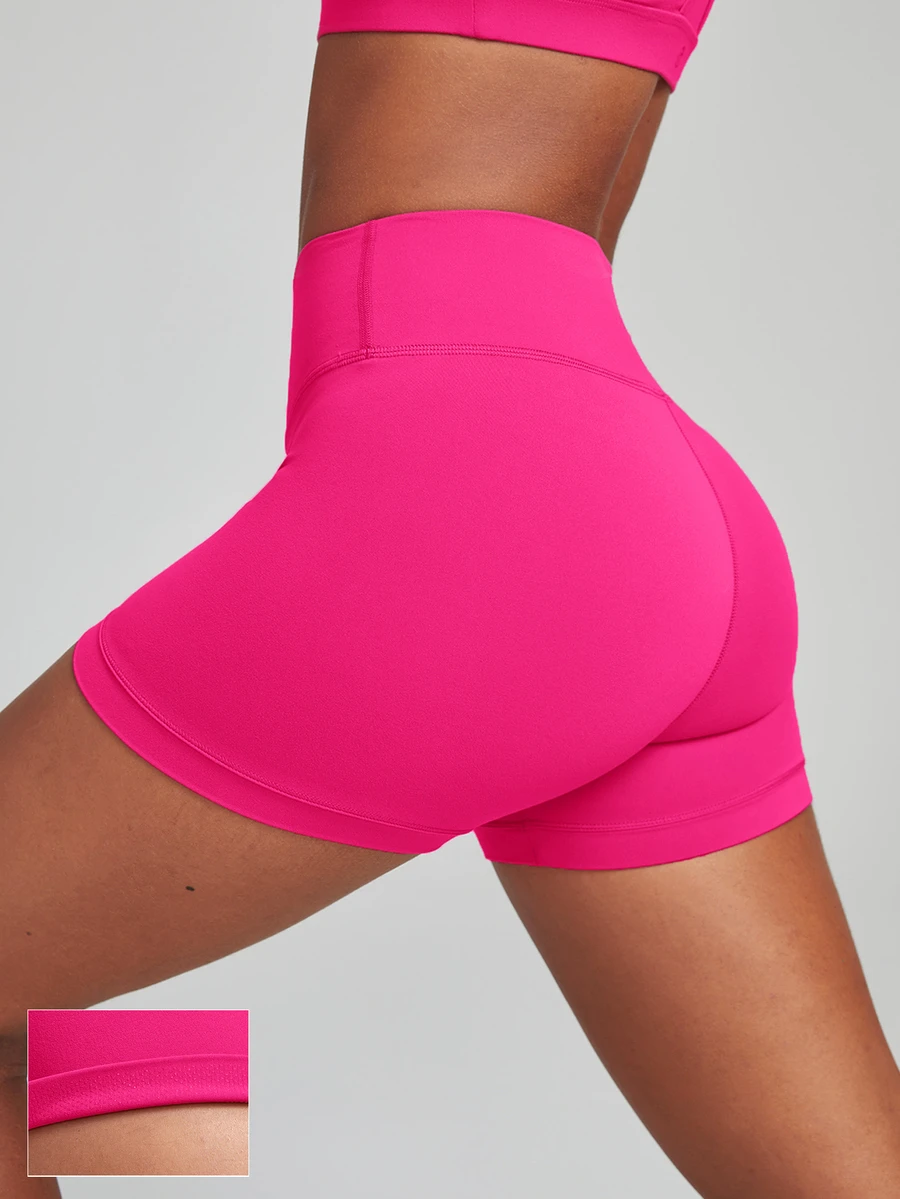 GLOWMODE 2.5" FeatherFit™ Ultra-Short Anti-Slip Biker Shorts Low Impact Casual Daily Gym Workout - Tropical Pink - View 1